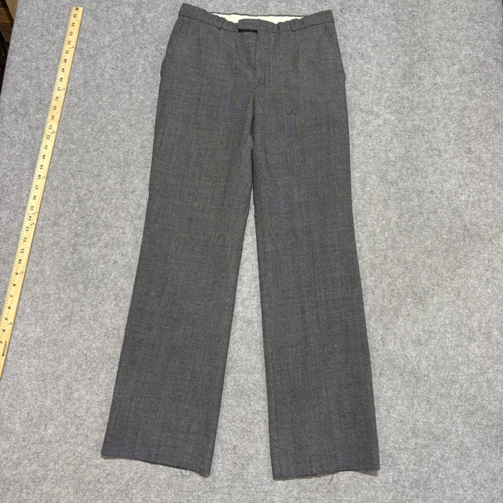 Vintage Yves Saint Laurent Men Grey Micro Check Dress Pants Straight Leg 31x31.5